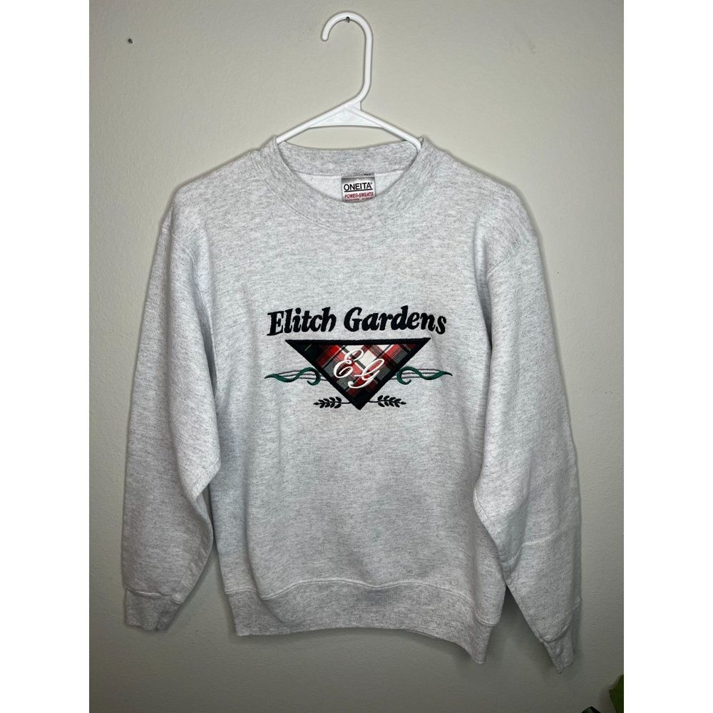 Vintage Oneita Power-Sweats Elitch Gardens Sweatshirt Small Gray Made in USA 90s